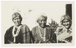Three Navajo Women Wearing Traditional Jewelry and Blankets, New Mexico