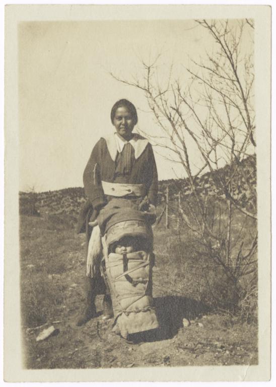 Woman with a Baby Wrapped on Cradle Board, Arizona