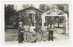 Deaconess Bedell and  Seminole Indians Outside the Glade Cross Mission Headquarters