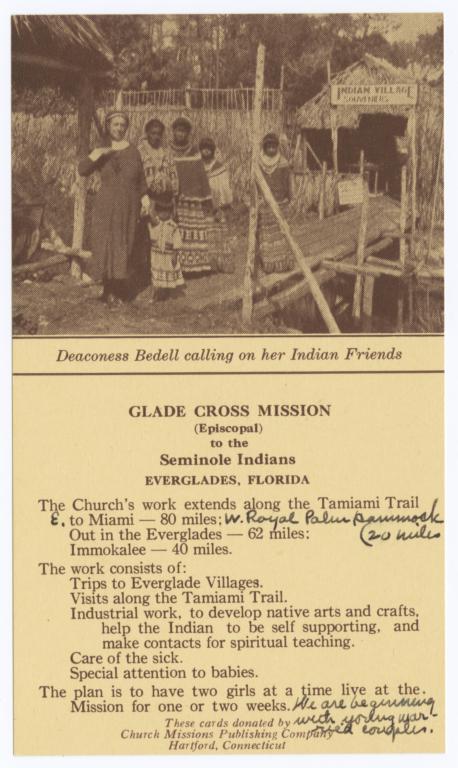 Deaconess Bedell Calling on Her Indian Friends, Glade Cross Mission to the Seminole Indians