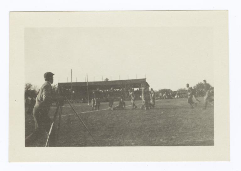 Football Game Being Photographed from the Edge of Field, Haskell Institute, Lawrence, Kansas