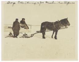 George Otter and Joe Mesabi, Two Ojibwe Men  in Horse-Drawn Sled, Minnesota