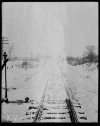 View of Train Tracks of Great Western in the Snow, South of Minneapolis, Minnesota