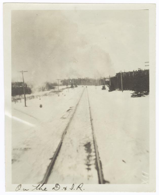 View of Train Tracks from the Train on Duluth Iron Range Railroad, Minnesota