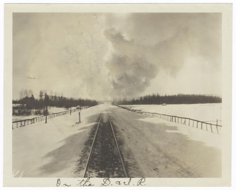 View from the Rear of a Train on the Duluth and Iron Range Railroad, Minnesota