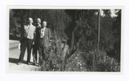 Three Men at Side of Forested Road