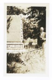 Reverend G.A. Watermulder beside Grave of Reverend Henry Harmon Spalding, Spalding, Idaho