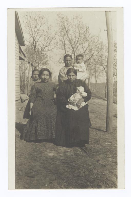 Three American Indian Women, a Girl and Two Babies
