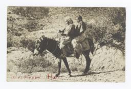 Two American Indian Women on a Donkey, Mescalero, New Mexico