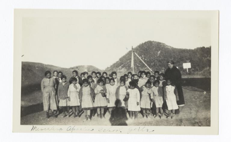 Mescalero Apache School Girls with Mrs. Overman