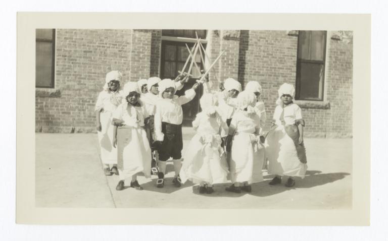 Boys and Girls in Historical Costume Dancing a Minuet at Sante Fe, New Mexico