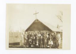 Group at Cave Springs Indian Chapel, Reverend Geo. W. Smith, Missionary