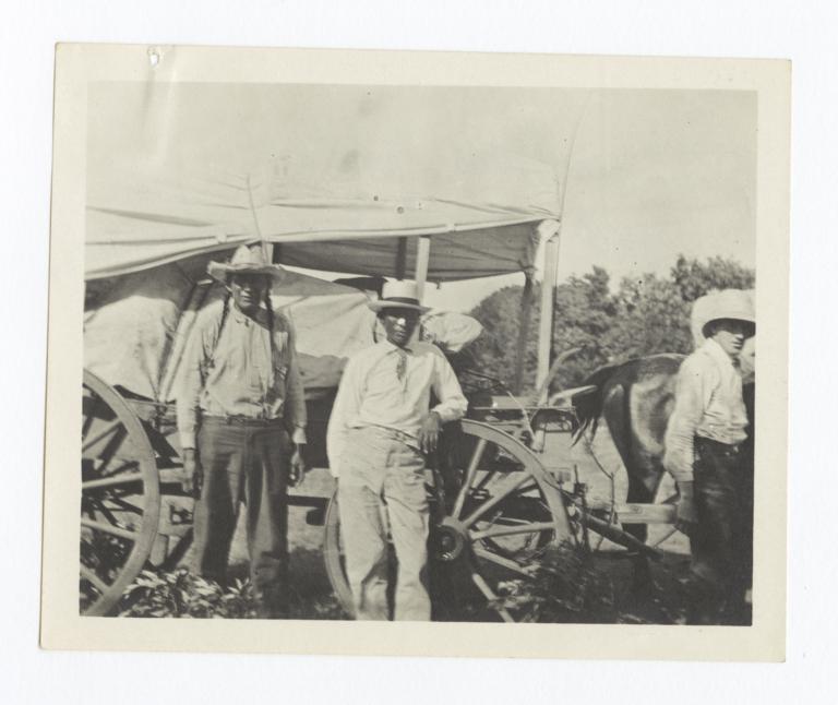 Wautan and William Fletcher with a Horse Drawn Wagon, Colony, Oklahoma