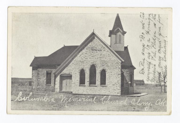 Columbian Memorial Church Postcard, Colony, Oklahoma
