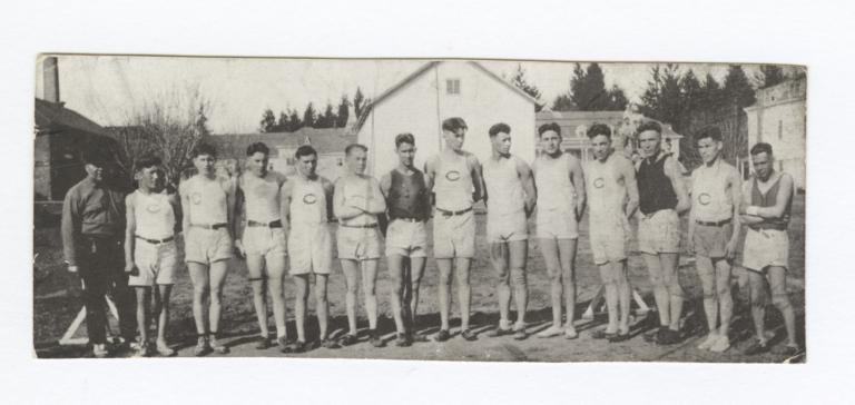 Line of Young Men in Shorts and Team Tee Shirts, Oregon 