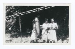 Three  Women, the Cooks, from the Camp-Meeting with a Very Large Fish, Puget Sound, Washington