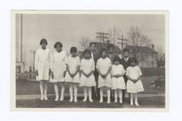 American Indian Girls in White Dresses, Boys in Suits and Ties