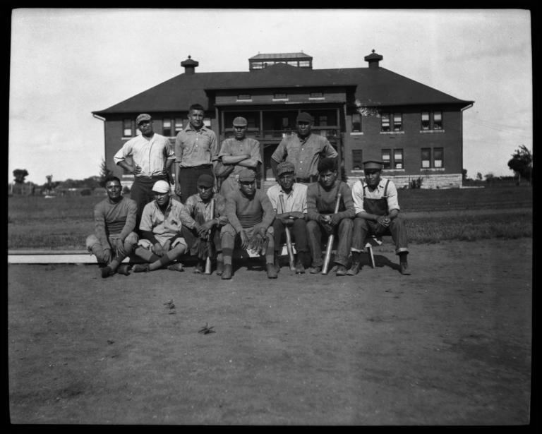 Group Portraits of a Baseball Team, Haskell Institute, Lawrence, Kansas