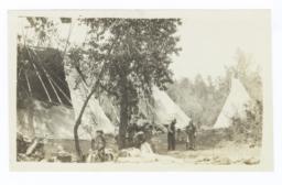 Semi-Covered Tipis with Kalispel Indian Adults and Children, Idaho
