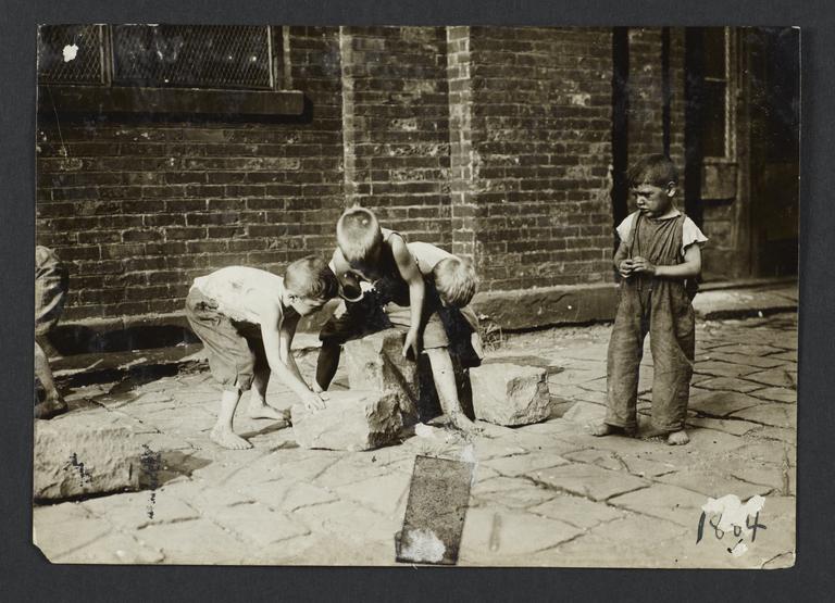 Boys with Paving Stones