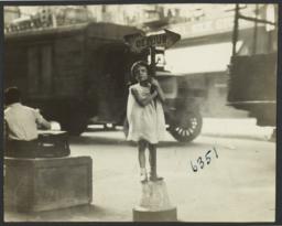Girl with Detour Sign