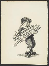Boy Carrying Wooden Planks