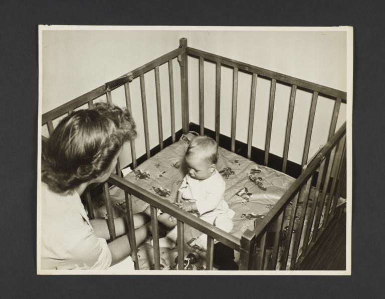 Picturing Some of the Principles of Child Care Album -- Baby Playing in Pen