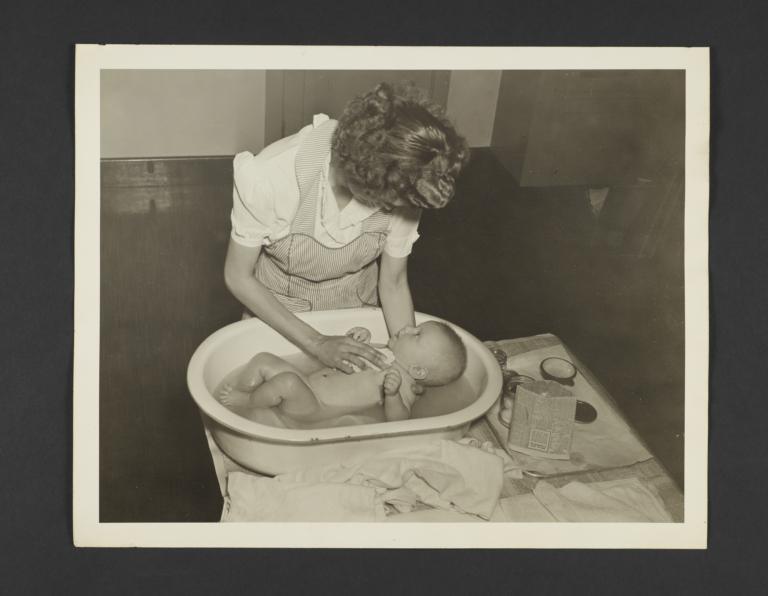 Picturing Some of the Principles of Child Care Album -- Baby's Bath