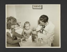 Picturing Some of the Principles of Child Care Album -- Doctor Inoculates Baby
