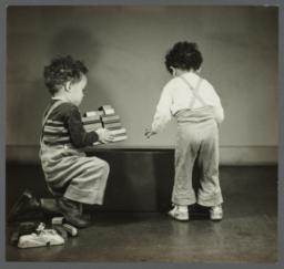 Lenox Hill, 1948-1949 Album -- Boys Playing with Wooden Blocks